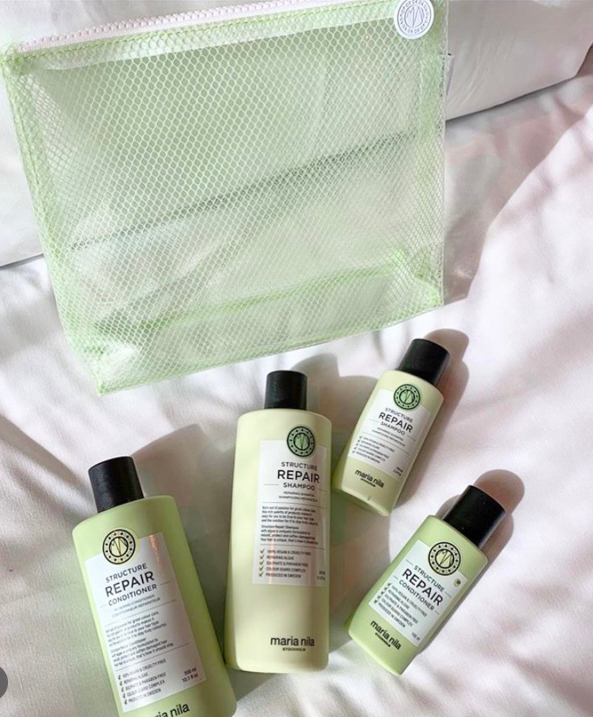 Maria Nila beauty bag with travel size